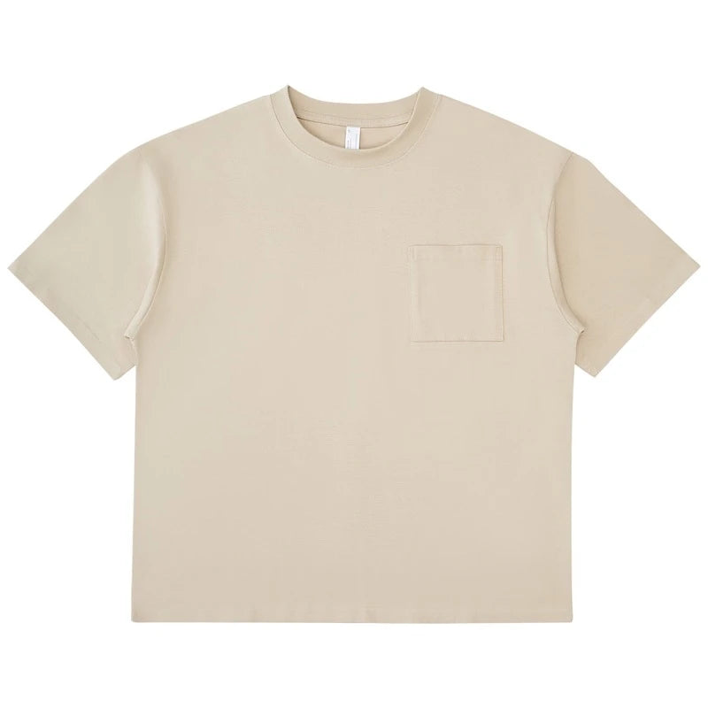 High Quality Men's Tops Heavyweight Men's oversize T-shirt 100% Cotton Pocket T-shirt Plus Size Blank loose pocket t shirt