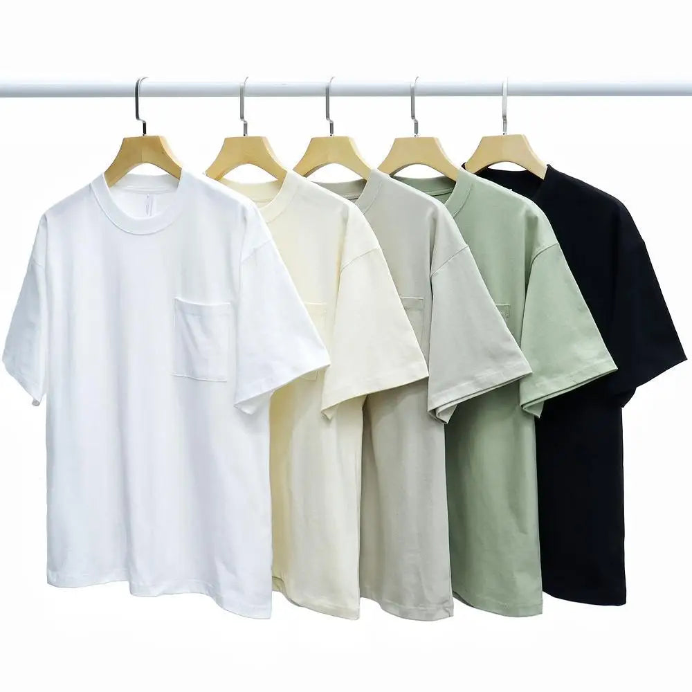 High Quality Men's Tops Heavyweight Men's oversize T-shirt 100% Cotton Pocket T-shirt Plus Size Blank loose pocket t shirt