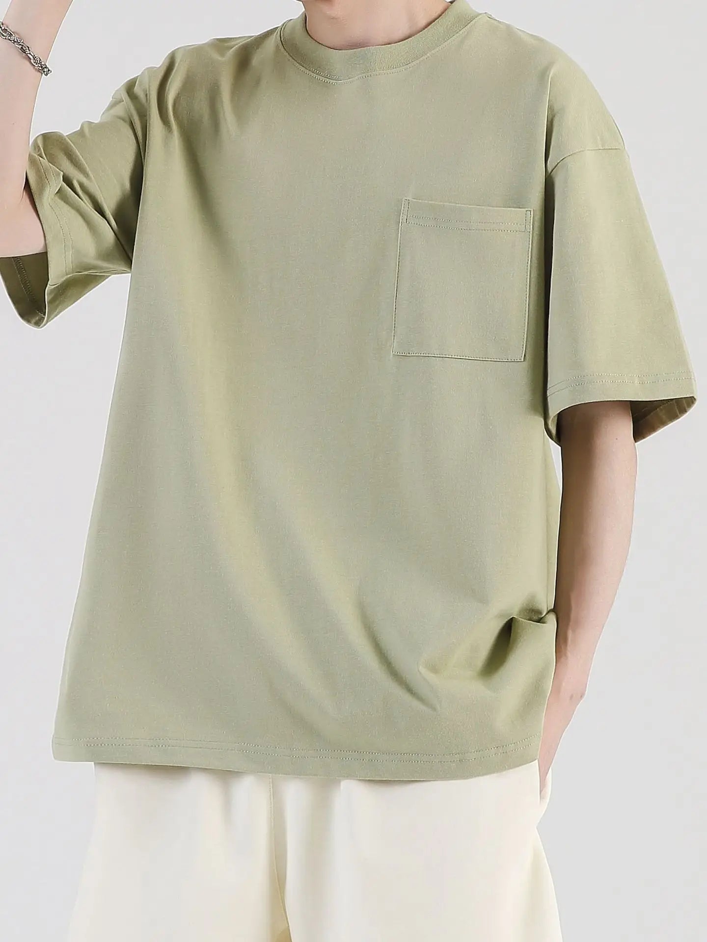 High Quality Men's Tops Heavyweight Men's oversize T-shirt 100% Cotton Pocket T-shirt Plus Size Blank loose pocket t shirt
