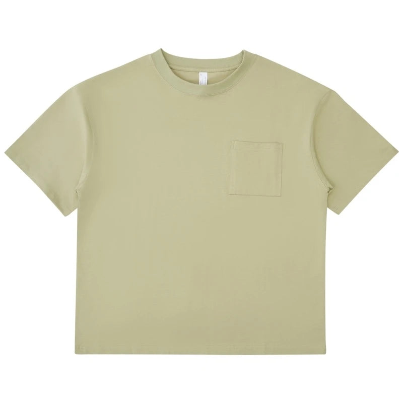 High Quality Men's Tops Heavyweight Men's oversize T-shirt 100% Cotton Pocket T-shirt Plus Size Blank loose pocket t shirt
